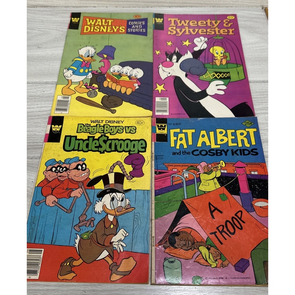 WHITMAN Lot Of 4 Comic Books Scrooge Donald Tweety Fat Albert Vintage